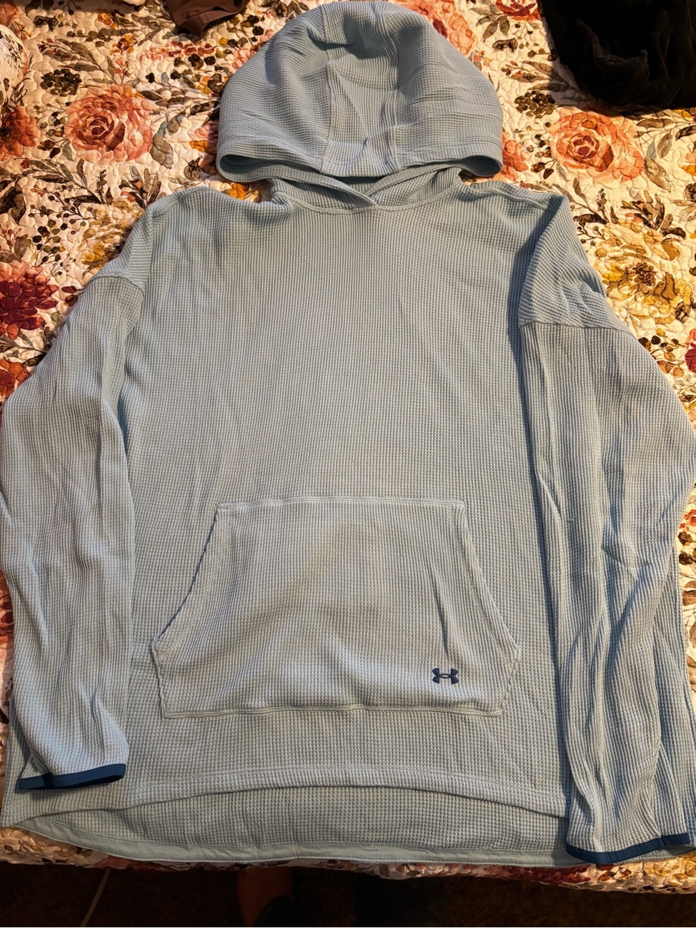 Under Armour Light Blue Waffle-Knit Hooded Pullover